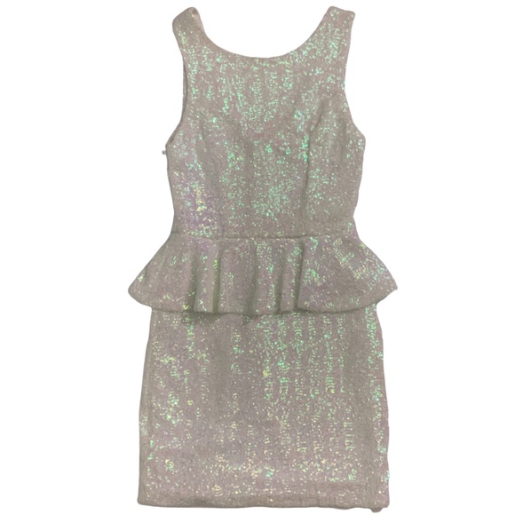 Arden B Dresses & Skirts - Arden B White Sequin Peplum Body Con Mini Dress